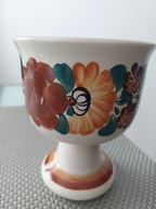 Pojemnik kuchenny na nóżce Włocławek ręcznie malowany Fajans PRL