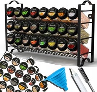 ZESTAW STOJAK NA PRZYPRAWY 24 SZKLANE SŁOICZKI POJEMNIKI ORGANIZER KUCHNIA