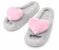 SERCE KAPCIE DAMSKIE MIĘKKIE PLUSZOWE SZARE Z SERCEM 38-39