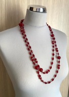FRANCES HIRSCH piękny naszyjnik długi czerwony 60' z kryształkami prezent