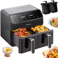 FRYTKOWNICA BEZTŁUSZCZOWA DWUKOMOROWA 9L AIR FRYER 2000W 10 PROGRAMÓW LED