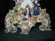 REZERWACJA--Misnia Porcelanowy Zegar Kominkowy XIXw