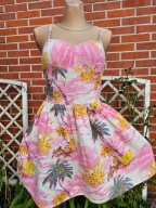 Miss Selfridge letnia sukienka palmy plaża cotton len lino r. 40