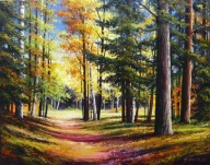 JESIENNY LAS - PEJZAŻ - 50x40 - OBRAZ OLEJNY - T.KACHELSKI