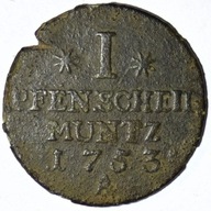 Prusy. 1 Pfennig 1753 A - FRYDERYK II