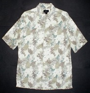 CLAIBORNE_Cudna KOSZULA_ecri liście khaki HAWAJSKA 100% rayon_idealna_M