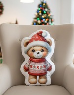 Poduszka kształtka przytulanka miś w sweterku świątecznym