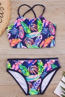 ŚLICZNY strój kąpielowy bikini r.134/140 topik liście