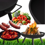PALENISKO OGRODOWE 58cm SOLIDNE METALOWE NA OGNISKO GRILL Z UCHWYTAMI