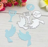 Wykrojnik do papieru scrapbookingu- komunia święta / IHS / kielich /gołębie
