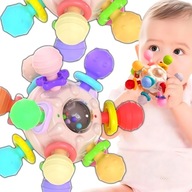 GRYZAK SENSORYCZNY MONTESSORI GRZECHOTKA ANTYSTRESOWA DLA NIEMOWLĄT 1M+