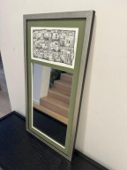 Autorska grafika handmade z lustrem w ramie