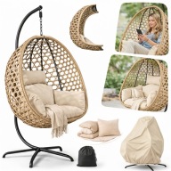 FOTEL HUŚTAWKA OGRODOWA SKŁADANY KOKON BUJANY 120KG KOSZ PODUSZKA TARAS