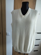 Kamizelka damska L sweter bezrękawnik bawełna masywna ekri szykowna