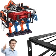 REGAŁ METALOWY GARAŻOWY ŚCIENNY WIESZAK 3 PÓŁKI NARZĘDZIA 60x19,5x20,5