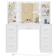 TEENFON Duża toaletka z lustrem podświetlanym LED i gniazdkami