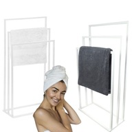 STOJAK BIAŁY NA RĘCZNIKI WIESZAK STOJĄCY PODŁOGOWY ŁAZIENKOWY 3 RAMIONA