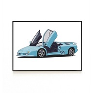 PLAKAT, SAMOCHÓD, LAMBORGHINI DIABLO, SUPERCAR, NIEBIESKI, PLAKAT NA ŚCIANĘ