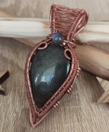 OBSYDIAN wisior RĘCZNIE WYKONANY / WIRE WRAPPING