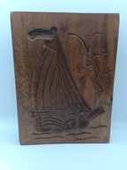 żaglówka Duża 23cm vintage drewniana rzeżbiona forma na pierniki ciastka