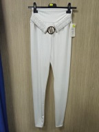 Leginsy białe cienkie z paskiem, klamrą M/L Italy !!!