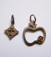 Design Warmet srebrna zawieszka serce, karta (pik,kier)