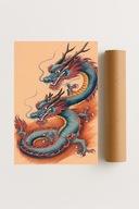 Plakat bez ramy 50x70 cm Smok w chińskim stylu orientalna sztuka