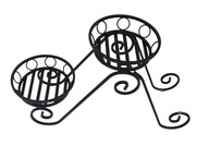 KWIETNIK STALOWY NA 2 KWIATY DONICZKI CZARNY