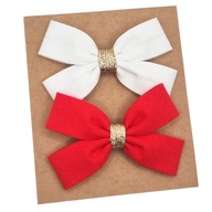 Spinki do włosów dla dziewczynki kokardki biała czerwona i złoto na święta