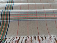 SKANDYNAWSKI DESIGN LNIANY OBRUS PRZEPLATAŃCE FRĘDZLE VINTAGE 110x135 nr.27