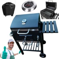 GRILL WĘGLOWY DUŻY ŻELIWNY RUSZT PŁYTA ŻELIWNYA TERMOMETR POKROWIEC