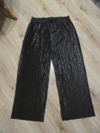 MONKI czarne szerokie spodnie struktura lekko połyskujące wizytowe _ L/XL