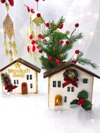 Dekoracyjne domki świąteczne - Wesołych Świąt.