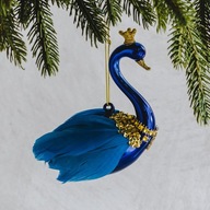 Bombka łabędź z piórami świąteczna ptak szklana zawieszka glamour home &you