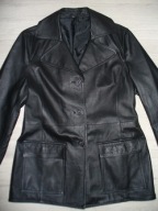 DLUGA KURTKA czarna SKORA NATURALNA 100% 40 42