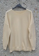 Wygodna kremowa duża damska bluzka na długi rękaw 46/48