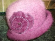 Okazja !_NOWY modny kapelusz WEŁNA ANGORA + puszysty szalik roz.56-58cm