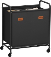 Kosz na pranie 2-komorowy 140L|Wózek na kółkach| Zdejmowana torba