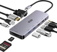 HUB DO LAPTOPA 11w1 USB C STACJA DOKUJĄCA HDMI 4K USB 3.0/2.0 SD/TF