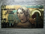BANKNOT POLSKA 50 KRÓLOWA BONA 2023 ROK KRZEMIENIEC POZŁACANY PVC
