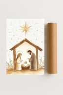 Plakat bez ramy 21x30cm Ciepło Żłóbka religia Jezus Maryja Boże Narodzenie