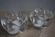 ROYAL COPENHAGEN ŚWIECZNIKI LOTUS KRYSZTAŁ KOMPLET 2x DANISH DESIGN VINTAGE
