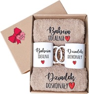 ZESTAW PREZENTOWY DLA BABCI I DZIADKA – RĘCZNIKI I KUBKI CERAMICZNE W BOX