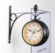Zegar ścienny retro dwustronny metalowy ogrodowy 12 cm