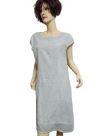 WŁOSKA SUKIENKA LNIANA z cekinami kieszenie 40-L