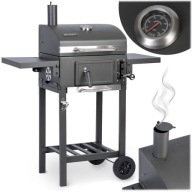 Grill Węglowy Ogrodowy z Kominem Żeliwnym, Rusztem i Pokrywą