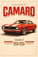 Plakat Motoryzacyjny Chevrolet Camaro SS 1967 (21 x 29,7) Dekoracja Ścienna