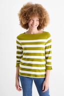 Koszulka bluzka z długim rękawem zielona regular fit w paski rozmiar L