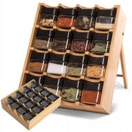 STOJAK NA PRZYPRAWY POJEMNIKI ORGANIZER BAMBUSOWY DREWNIANY DO KUCHNI