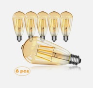6 SZT Żarówka w stylu RETRO VINTAGE E27 ST64 4W LED Filament